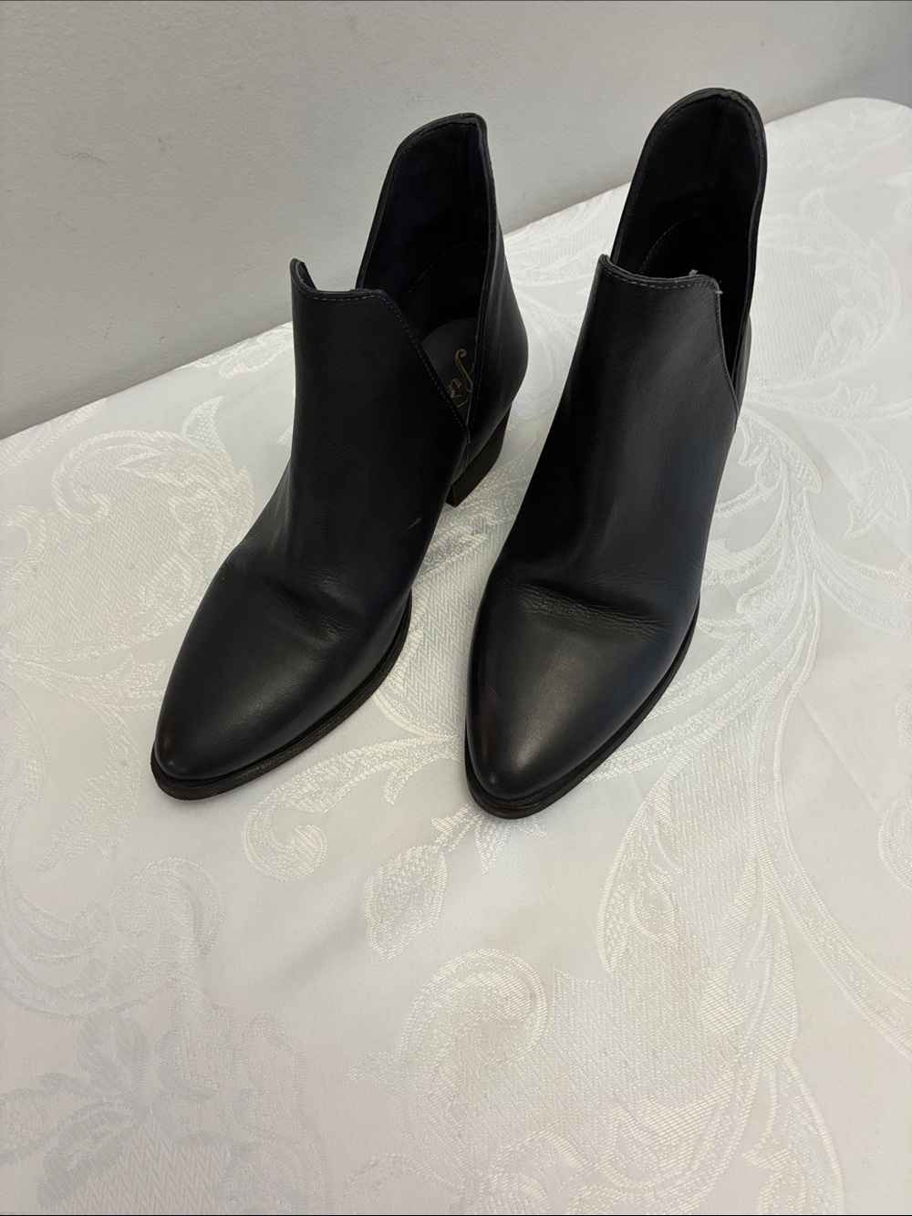 Free People Black Leather Pointed Ankle Booties